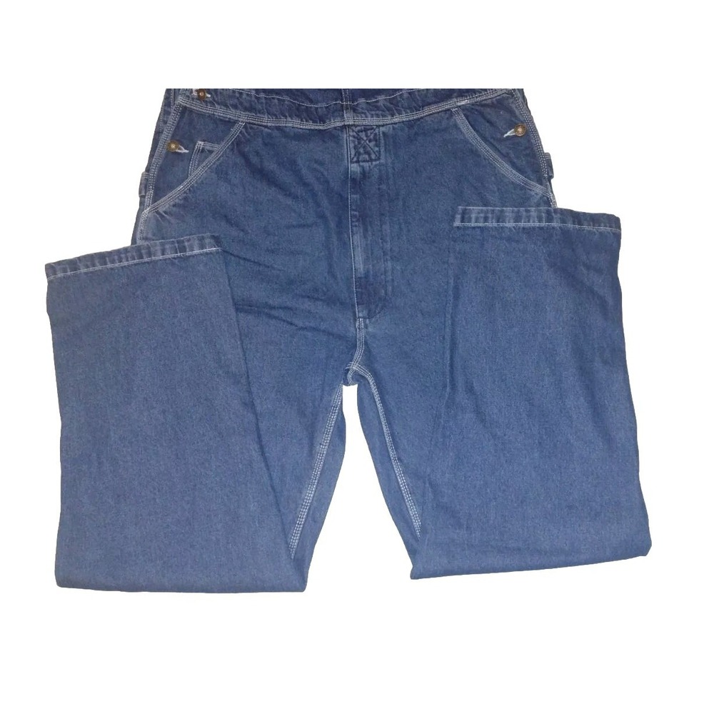 Five Brother Bib Overalls Mens 38X34 Denim Bib Overalls Carpenter - Picture 3 of 7